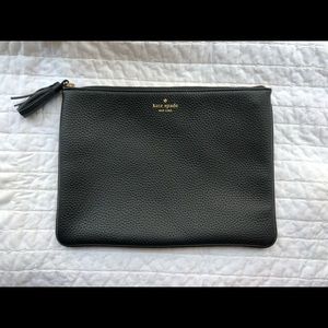Kate Spade black large tassel pouch clutch